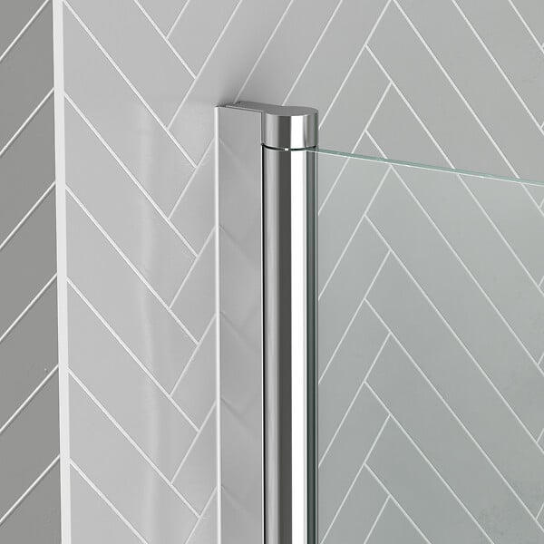 AURLANE - Pare baignoire Rabattable avec porte-serviette 70x120 cm - Profilé Chromé - Verre 4 mm - large