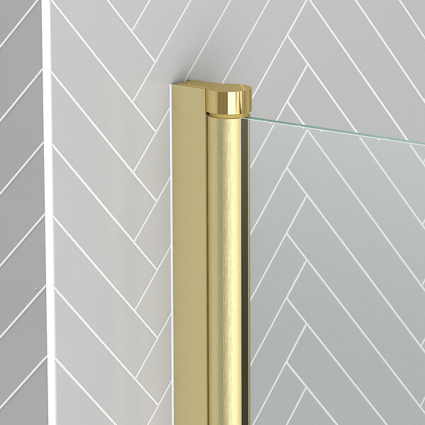 AURLANE - Pare baignoire Rabattable 80x140cm - Profilé Or Doré Brossé - Verre Trempé 4mm - ELEMENTARY - large
