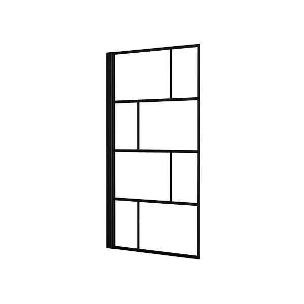AURLANE - Pare baignoire rabattable sérigraphié 80x140 cm - Finition Noir Mat - BLOCKS SCREEN - large