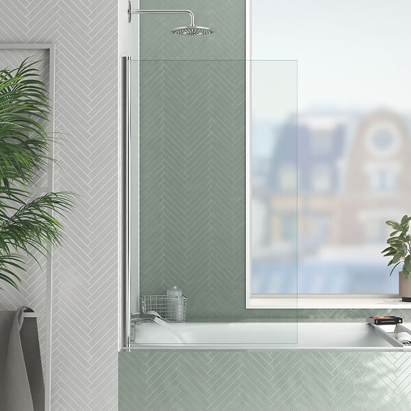 AURLANE - Pare baignoire Rabattable 70x120cm - Profilé Chromé - Verre Trempé 4mm - ELEMENTARY - large
