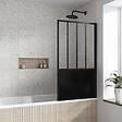 AURLANE - Pare Baignoire Pivotant 130x75cm Type Industriel - Profilé Noir Mat - Verre Trempé - GLASSY SCREEN - vignette
