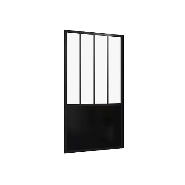 AURLANE - Pare Baignoire Pivotant 130x75cm Type Industriel - Profilé Noir Mat - Verre Trempé - GLASSY SCREEN - large