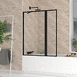 AURLANE - Pare baignoire avec Volet Pivotant 70+30x130cm - Finition Noir Mat - DARK CONTOURING SCREEN - vignette