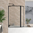 AURLANE - Pare baignoire avec Volet Pivotant 70+30x130cm - Finition Noir Mat - DARK CONTOURING SCREEN - vignette