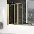 AURLANE - Pare baignoire Pivotant 3 Volets Or Brossé - 125x143 cm - Verre Trempé 4 mm - ZAGGY GOLD - vignette