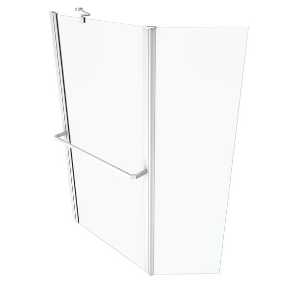 AURLANE - PARE BAIGNOIRE AVEC VOLET PIVOTANT 130x105cm PROFILE ALUMINIUM LAQUE BLANC ET VERRE TRANSPARENT - large
