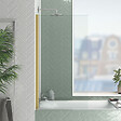 AURLANE - Pare baignoire Rabattable 70x130cm - Profilé finition Or Doré Brossé - Verre Trempé 4mm - ELEMENTARY - vignette