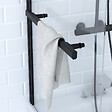 AURLANE - Pare baignoire Pivotant avec Porte-Serviette 85x150cm - Profilé Noir - Verre 6mm - TSHAPE DARK - vignette