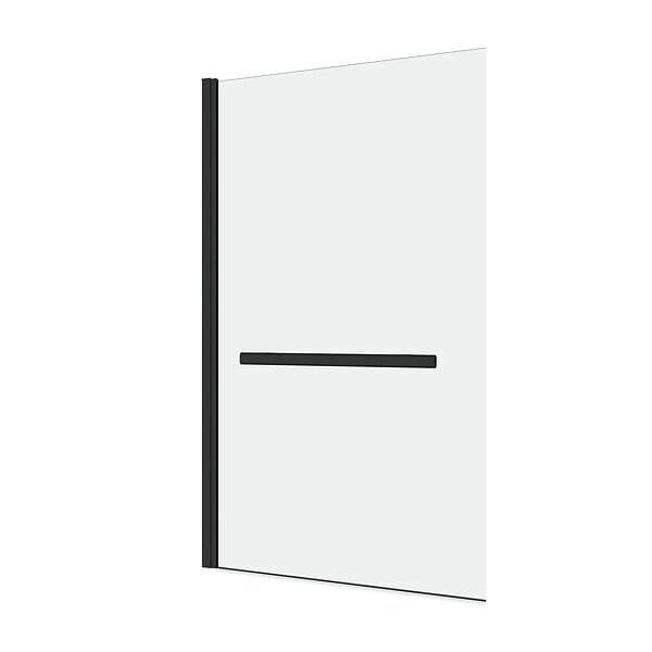 AURLANE - Pare baignoire Pivotant avec Porte-Serviette 85x150cm - Profilé Noir - Verre 6mm - TSHAPE DARK - large