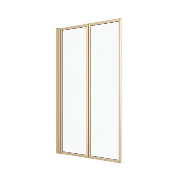 AURLANE - Pare baignoire Pivotant 2 Volets Or Doré Brossé - Verre Trempé 4mm - DUPLO - large