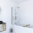 AURLANE - Pare baignoire Pivotant avec Porte-Serviette 85x150cm - Profilé Chrome - Verre 6mm - TSHAPE CHROMED - vignette