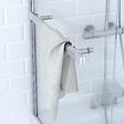 AURLANE - Pare baignoire Pivotant avec Porte-Serviette 85x150cm - Profilé Chrome - Verre 6mm - TSHAPE CHROMED - vignette