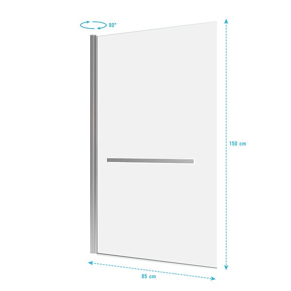 AURLANE - Pare baignoire Pivotant avec Porte-Serviette 85x150cm - Profilé Chrome - Verre 6mm - TSHAPE CHROMED - large