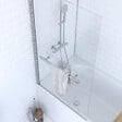 AURLANE - Pare baignoire Pivotant avec Porte-Serviette 85x150cm - Profilé Chrome - Verre 6mm - TSHAPE CHROMED - vignette