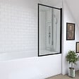 AURLANE - Pare baignoire rabattable 75x130cm - Finition Noir Mat - DARK CONTOURING SCREEN - vignette