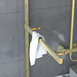 AURLANE - Pare baignoire Pivotant avec Porte-Serviette 85x150cm - Or Doré Brossé - Verre 6mm - TSHAPE GOLDY - vignette