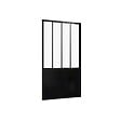 AURLANE - Pare Baignoire Pivotant 140x80cm Type Industriel - Profilé Noir Mat - Verre Trempé - GLASSY SCREEN - vignette