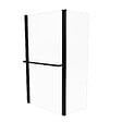 AURLANE - PARE BAIGNOIRE AVEC VOLET PIVOTANT 130x105cm PROFILE ALUMINIUM NOIR MAT ET VERRE TRANSPARENT - vignette