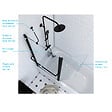 AURLANE - PARE BAIGNOIRE AVEC VOLET PIVOTANT 130x105cm PROFILE ALUMINIUM NOIR MAT ET VERRE TRANSPARENT - vignette