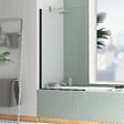AURLANE - Pare baignoire Rabattable 80x140cm - Profilé Noir Mat - Verre Trempé 4mm - ELEMENTARY - vignette