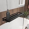 AURLANE - Pare baignoire Rabattable 75x130 cm en Verre Trempé - Porte-Serviette et Etagère Noir Mat - vignette