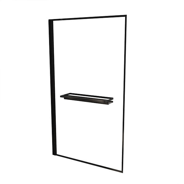 AURLANE - Pare baignoire Rabattable 75x130 cm en Verre Trempé - Porte-Serviette et Etagère Noir Mat - large