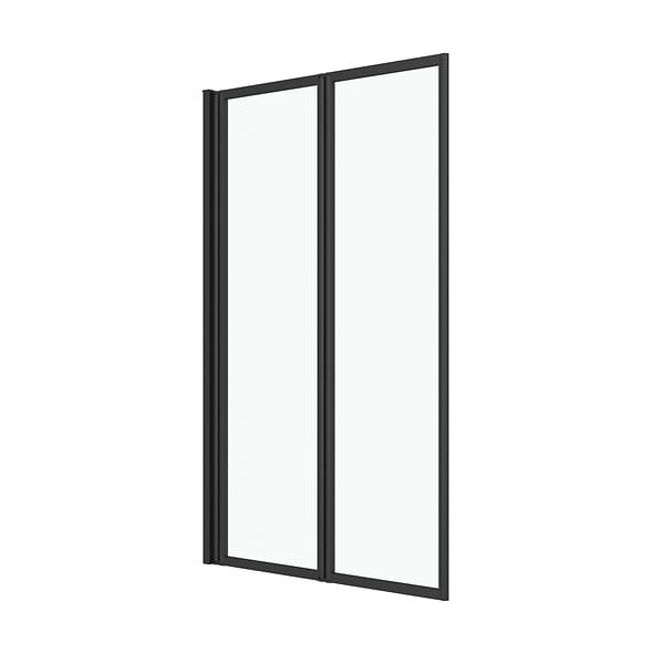 AURLANE - Pare baignoire Pivotant 70x120cm - 2 Volets Noir Mat - Verre Trempé 4mm - DUPLO - large