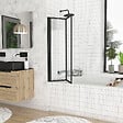 AURLANE - Pare baignoire Pivotant 70x120cm - 2 Volets Noir Mat - Verre Trempé 4mm - DUPLO - vignette