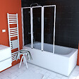 AURLANE - Pare baignoire Pivotant 3 Volets Blanc - 125x143 cm - Verre Trempé 4 mm - ZAGGY WHITE - vignette