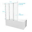 AURLANE - Pare baignoire Pivotant 3 Volets Blanc - 125x143 cm - Verre Trempé 4 mm - ZAGGY WHITE - vignette
