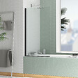 AURLANE - Pare baignoire Rabattable 70x130cm - Profilé Noir Mat - Verre Trempé 4mm - ELEMENTARY - vignette