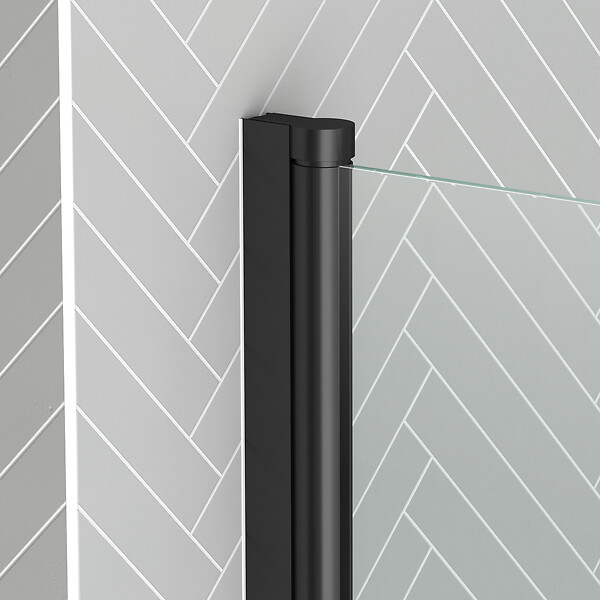 AURLANE - Pare baignoire Rabattable 70x130cm - Profilé Noir Mat - Verre Trempé 4mm - ELEMENTARY - large
