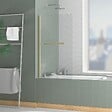 AURLANE - Pare baignoire Rabattable avec porte-serviette 70x120 cm - Profilé Or Brossé - Verre 4 mm - vignette