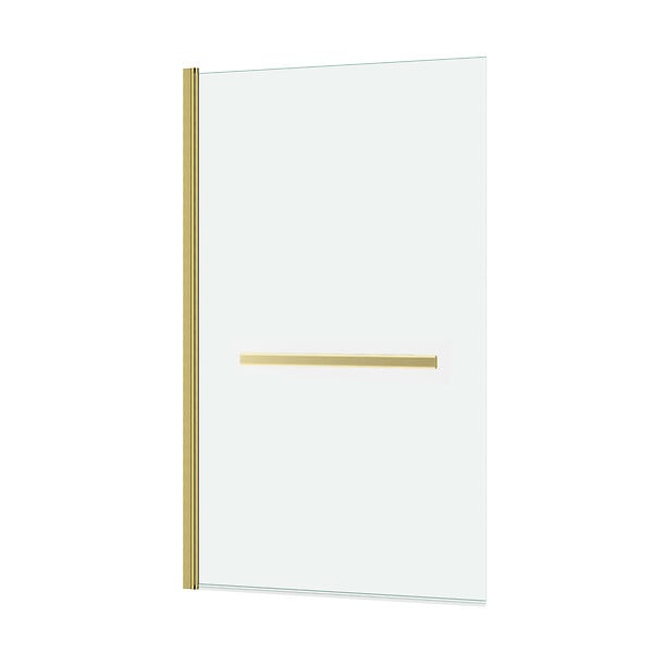 AURLANE - Pare baignoire Rabattable avec porte-serviette 70x120 cm - Profilé Or Brossé - Verre 4 mm - large