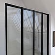AURLANE - Pare baignoire 4 volets pivotants - profiles noir mat - verre transparent 4mm - TETRA BLACK - vignette