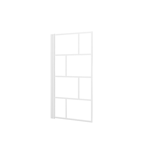 AURLANE - Pare Baignoire Rabattable 80x140cm - Sérigraphie Briques Blanches - Verre Trempé 4mm - large