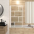 AURLANE - Pare Baignoire Rabattable 80x140cm - Sérigraphie Briques Blanches - Verre Trempé 4mm - vignette