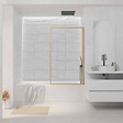 AURLANE - Pare baignoire Rabattable 80x140 cm - Cadre Aluminium Décor Bois - Verre Trempé Ondulé 4 mm - vignette