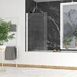 AURLANE - Pare baignoire Rabattable 80x140cm - Profilé Blanc - Verre Trempé Ondulé 5mm - WAVY - vignette