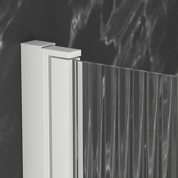 AURLANE - Pare baignoire Rabattable 80x140cm - Profilé Blanc - Verre Trempé Ondulé 5mm - WAVY - large