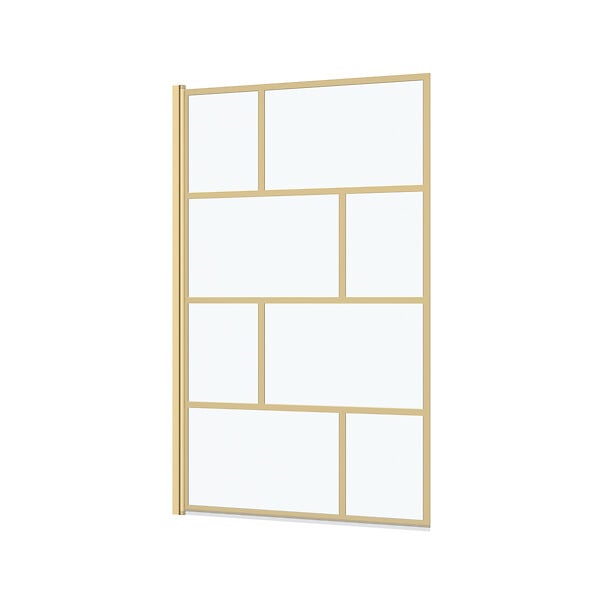AURLANE - Pare baignoire rabattable 80x140cm Sérigraphie type Briques - Or Doré Brossé - GOLDY BLOCKS - large