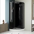 AURLANE - Cabine de douche 1/4 de cercle Hydro 95x95x215 cm - Portes coulissantes - Fonds & Profilés Noir Mat - vignette
