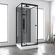 AURLANE - Cabine de douche Hydromassante 90x90x215 cm - Fonds Gris et Profilés Noir Mat - GREY STYLE - vignette