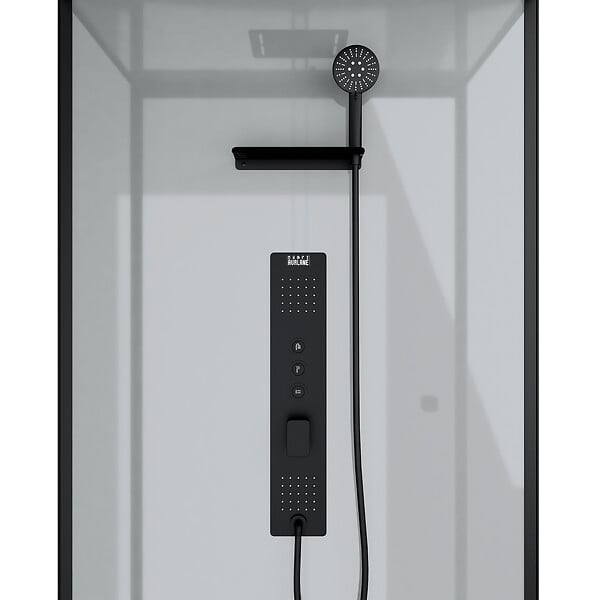 AURLANE - Cabine de douche Hydromassante 90x90x215 cm - Fonds Gris et Profilés Noir Mat - GREY STYLE - large