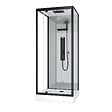 AURLANE - Cabine de douche Hydromassante 90x90x215 cm - Fonds Gris et Profilés Noir Mat - GREY STYLE - vignette