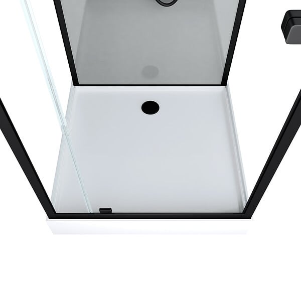 AURLANE - Cabine de douche Hydromassante 90x90x215 cm - Fonds Gris et Profilés Noir Mat - GREY STYLE - large