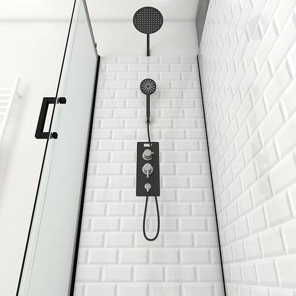 AURLANE - Cabine de douche rectangle 80x110x230cm à motif carreaux de métro - UNDERGROUND RECTANGLE 110 - large