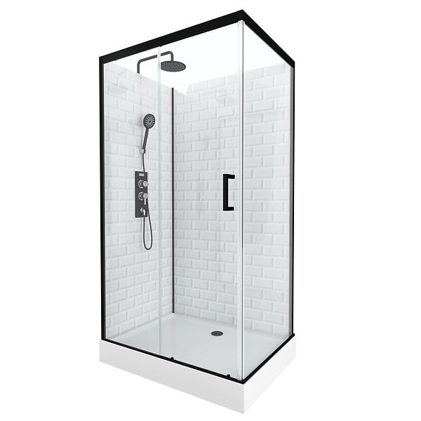 AURLANE - Cabine de douche rectangle 80x110x230cm à motif carreaux de métro - UNDERGROUND RECTANGLE 110 - large