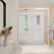 AURLANE - Cabine de douche blanche sécurisée et accessible à tous 160x85x220cm - Mitigeur Thermostatique - vignette