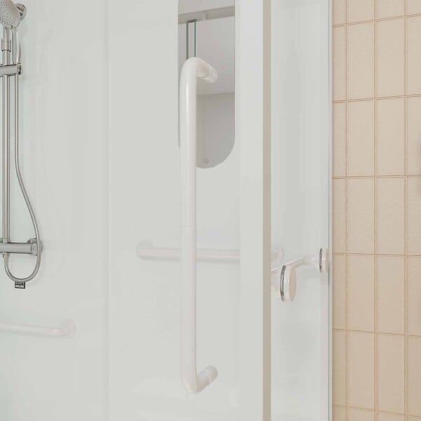 AURLANE - Cabine de douche blanche sécurisée et accessible à tous 160x85x220cm - Mitigeur Thermostatique - large
